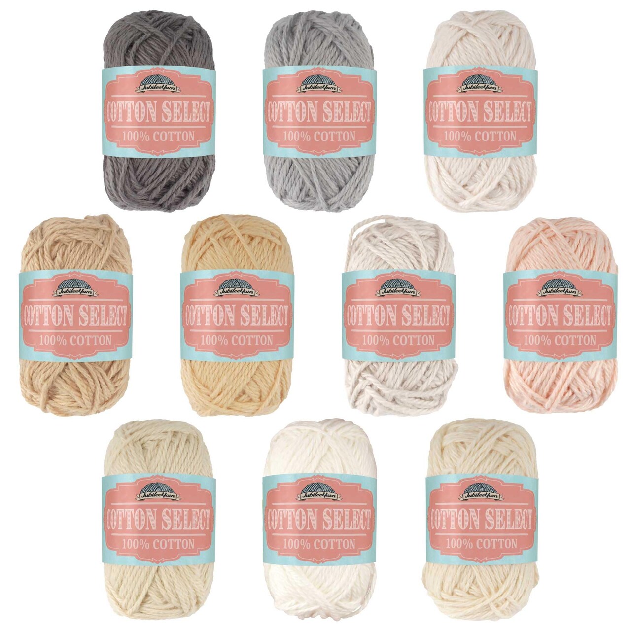 10 Pieces Cotton Select Bonbon Yarn - Assortment H - 10g Mini Ball - 1 Pack